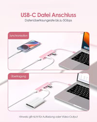LENTION USB C Hub 6-in-1 - 4K HDMI, 100W PD, USB 3.0 Adapter - MacBook Pro/Air, iPhone 16/15 Kompatibilis - Rózsaarany 5