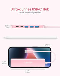 LENTION USB C Hub 6-in-1 - 4K HDMI, 100W PD, USB 3.0 Adapter - MacBook Pro/Air, iPhone 16/15 Kompatibilis - Rózsaarany 6