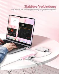 LENTION USB C Hub 6-in-1 - 4K HDMI, 100W PD, USB 3.0 Adapter - MacBook Pro/Air, iPhone 16/15 Kompatibilis - Rózsaarany 7