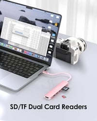 LENTION USB C Hub 7 az 1-ben - 100W PD Töltés, 4K HDMI, SD/TF Kártyaolvasó, USB 3.0 - MacBook Pro/Air, iPhone 16/15 Kompatibilis Adapter, Ró 3