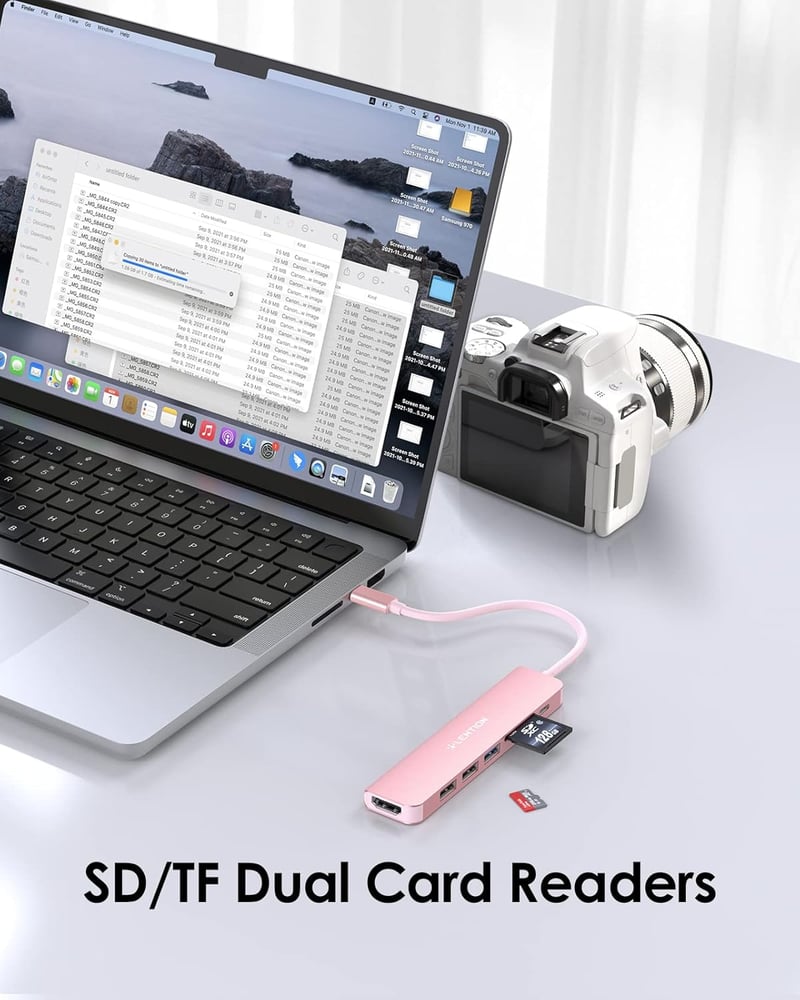 LENTION USB C Hub 7 az 1-ben - 100W PD Töltés, 4K HDMI, SD/TF Kártyaolvasó, USB 3.0 - MacBook Pro/Air, iPhone 16/15 Kompatibilis Adapter, Ró