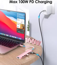 LENTION USB C Hub 7 az 1-ben - 100W PD Töltés, 4K HDMI, SD/TF Kártyaolvasó, USB 3.0 - MacBook Pro/Air, iPhone 16/15 Kompatibilis Adapter, Ró 5