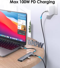 LENTION USB C Hub 7 az 1-ben - 100W PD Töltés, 4K HDMI, SD/TF Kártyaolvasó, USB 3.0 - MacBook Pro/Air, iPhone 16/15, Thunderbolt 3/4 Kompati 5