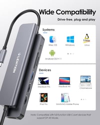 LENTION USB C Hub 7 az 1-ben - 100W PD Töltés, 4K HDMI, SD/TF Kártyaolvasó, USB 3.0 - MacBook Pro/Air, iPhone 16/15, Thunderbolt 3/4 Kompati 7
