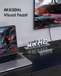 LENTION USB C Hub 7 az 1-ben - 100W PD Töltés, 4K HDMI, SD/TF Kártyaolvasó, USB 3.0 - MacBook Pro/Air, iPhone 16/15, Thunderbolt 3/4 Kompati 2