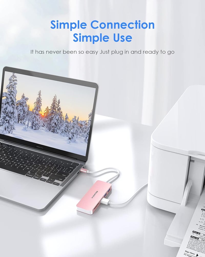 Lention USB C HUB - Alumínium Thunderbolt 3 Adapter 3 USB 3.0 Porttal és SD/TF Kártyaolvasóval - MacBook, Chromebook, Dell XPS, Asus ZenBook