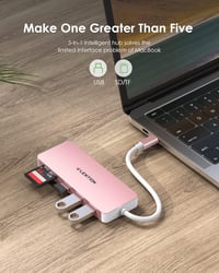 Lention USB C HUB - Alumínium Thunderbolt 3 Adapter 3 USB 3.0 Porttal és SD/TF Kártyaolvasóval - MacBook, Chromebook, Dell XPS, Asus ZenBook 4