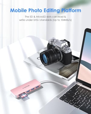 Lention USB C HUB - Aluminijski Thunderbolt 3 adapter s 3 USB 3.0 priključka i čitačem SD/TF kartica - MacBook, Chromebook, Dell XPS, Asus ZenBook