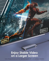 LENTION USB C Hub HDMI 4K60Hz - 6 az 1-ben adapter MacBook Pro/Air, iPhone 16/15 készülékekhez, 100W PD töltéssel, 4 USB 3.0 porttal, alumín 4