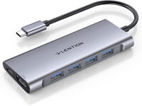 LENTION USB C Hub HDMI 4K60Hz - 6 az 1-ben adapter MacBook Pro/Air, iPhone 16/15 készülékekhez, 100W PD töltéssel, 4 USB 3.0 porttal, alumín 1