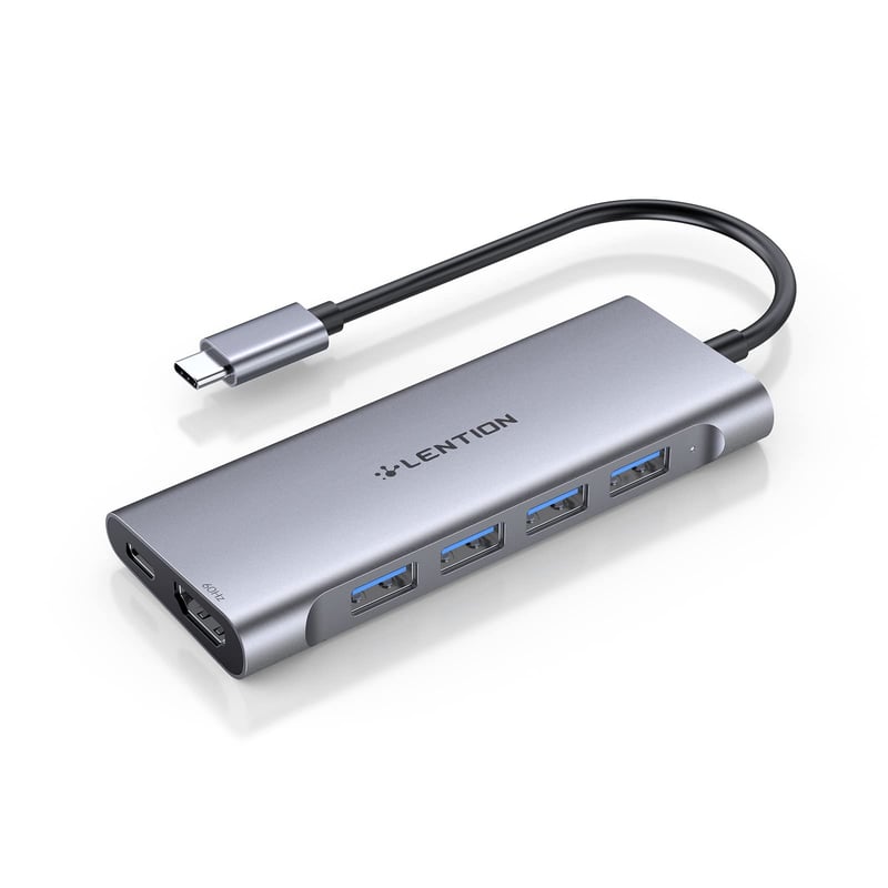 LENTION USB C Hub HDMI 4K60Hz - adaptér 6 v 1 pre MacBook Pro/Air, iPhone 16/15, 100W PD nabíjanie, 4 USB 3.0 porty, hliník