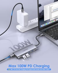 LENTION USB C Hub HDMI 4K60Hz - 6 az 1-ben adapter MacBook Pro/Air, iPhone 16/15 készülékekhez, 100W PD töltéssel, 4 USB 3.0 porttal, alumín 6