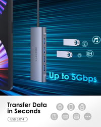 LENTION USB C Hub HDMI 4K60Hz - 6 az 1-ben adapter MacBook Pro/Air, iPhone 16/15 készülékekhez, 100W PD töltéssel, 4 USB 3.0 porttal, alumín 5