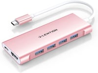LENTION USB C Hub Multiport Adapter 4K HDMI, 4 USB 3.0, 100W Töltés - MacBook Pro/Air 2024-2016, Thunderbolt 3 Kompatibilis, Alumínium Rózsa 1