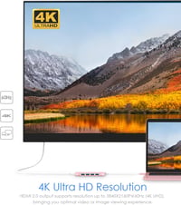 LENTION USB C Hub Multiport Adapter 4K HDMI, 4 USB 3.0, 100W Töltés - MacBook Pro/Air 2024-2016, Thunderbolt 3 Kompatibilis, Alumínium Rózsa 4