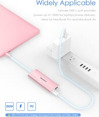 LENTION USB C Hub Multiport Adapter 4K HDMI, 4 USB 3.0, 100W Töltés - MacBook Pro/Air 2024-2016, Thunderbolt 3 Kompatibilis, Alumínium Rózsa 6