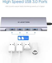 Lention USB-C Multiport Adapter 4K HDMI Kimenettel, 4 USB 3.0 Porttal, MacBook Pro/Air, Dell XPS Kompatibilis Dokkoló, 100W Töltéssel - Spac 5