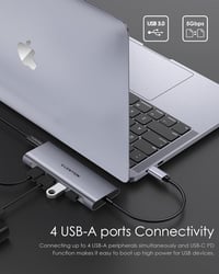 Lention USB-C Multiport Adapter 4K HDMI Kimenettel, 4 USB 3.0 Porttal, MacBook Pro/Air, Dell XPS Kompatibilis Dokkoló, 100W Töltéssel - Spac 3