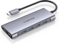 Lention USB-C Multiport Adapter 4K HDMI Kimenettel, 4 USB 3.0 Porttal, MacBook Pro/Air, Dell XPS Kompatibilis Dokkoló, 100W Töltéssel - Spac 1