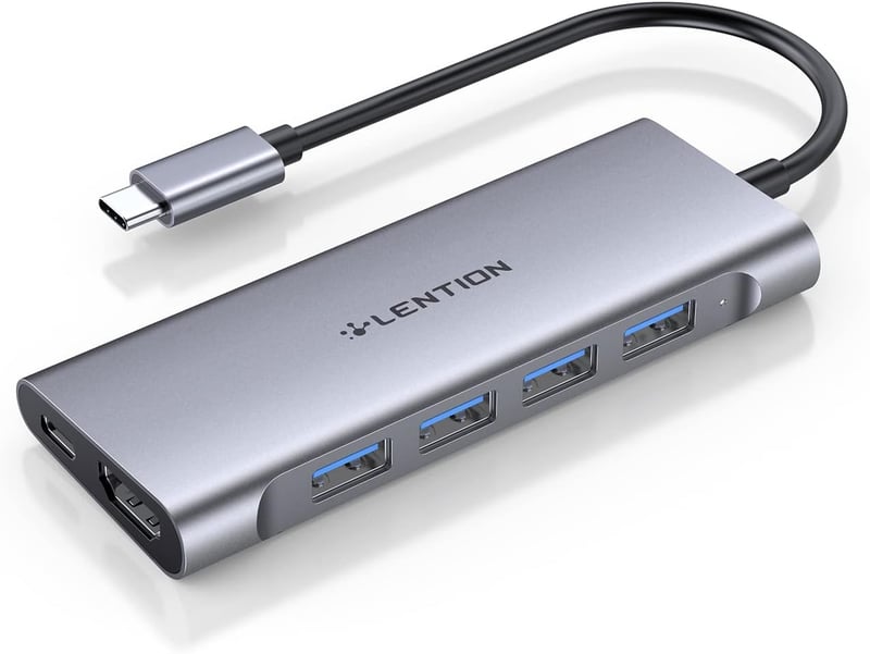 Lention USB-C Multiport Adapter 4K HDMI Kimenettel, 4 USB 3.0 Porttal, MacBook Pro/Air, Dell XPS Kompatibilis Dokkoló, 100W Töltéssel - Spac