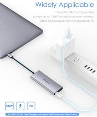 Lention USB-C Multiport Adapter 4K HDMI Kimenettel, 4 USB 3.0 Porttal, MacBook Pro/Air, Dell XPS Kompatibilis Dokkoló, 100W Töltéssel - Spac 6