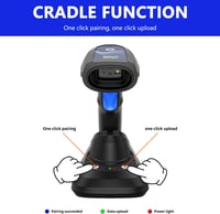 Cititor de coduri de bare Bluetooth LENVII 1D 2D QR 3 în 1, cu fir și fără fir, cu stație de încărcare pentru iOS și Android 8
