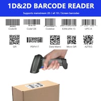 Cititor de coduri de bare Bluetooth LENVII 1D 2D QR 3 în 1, cu fir și fără fir, cu stație de încărcare pentru iOS și Android 3