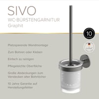 Lenz SIVO set WC četke grafitno siva - zidna montaža, bušenjem ili lijepljenjem - površina jednostavna za čišćenje - 4209652 3