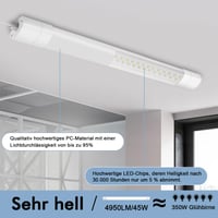 LEOEU LED vlhkotesné svietidlo 150 cm, 45W 5000 lm, IP65 vodotesné stropné trubicové svietidlo, bez blikania, osvetlenie do pivnice a kúpeľne 6