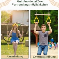 Leogreen drevená hrazda s gymnastickými kruhmi na vonkajší fitness tréning, zelená, 59x17,5x8,5 cm, nosnosť 150 kg 6