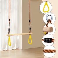Leogreen drevená hrazda s gymnastickými kruhmi na vonkajší fitness tréning, zelená, 59x17,5x8,5 cm, nosnosť 150 kg 2