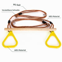 Leogreen drevená hrazda s gymnastickými kruhmi na vonkajší fitness tréning, zelená, 59x17,5x8,5 cm, nosnosť 150 kg 5