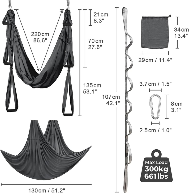 Leogreen Jóga Függőágy Inverziós Swing 300kg Teherbírás Nylon