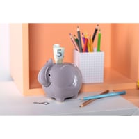 Pușculiță din ceramică LEONARDO HOME Bambini Elefant cu cheie – 11,5 cm, gri – Cadou pentru copii, băieți și fete 2