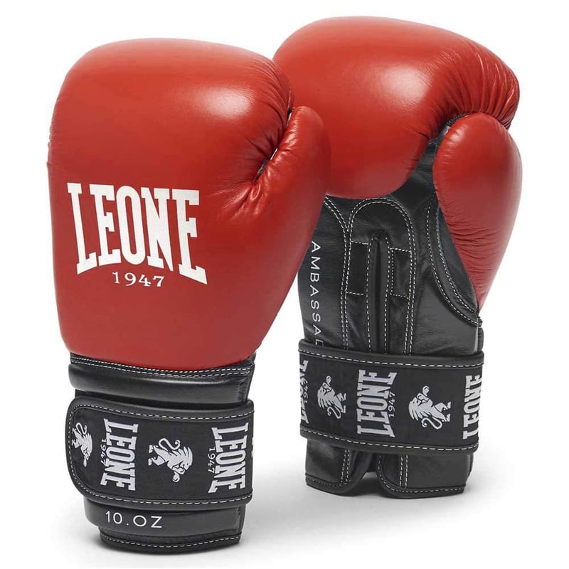 Boxerské rukavice LEONE 1947 Ambassador unisex pre dospelých – červené, 14 oz