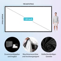 LEORFI 120-palcové prenosné premietacie plátno s čiernym pozadím, skladateľné, umývateľné, s taškou, na vnútorné aj vonkajšie použitie, domáce kino 6
