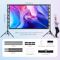 LEORFI 200 Inch Projektor Vászon Állvánnyal - Hordozható Kültéri Vetítővászon 16:9 4K HD 4