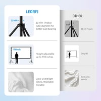 LEORFI 200 Inch Projektor Vászon Állvánnyal - Hordozható Kültéri Vetítővászon 16:9 4K HD 7