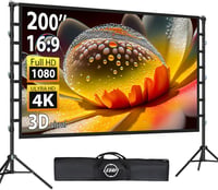 LEORFI 200 Inch Projektor Vászon Állvánnyal - Hordozható Kültéri Vetítővászon 16:9 4K HD 1