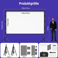 Prenosné premietacie plátno LEORFI so stojanom, 120 palcov, vonkajšie, 16:9 4K HD, s taškou, na vnútorné aj vonkajšie použitie 6
