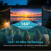 LEORFI Premietacie plátno 150" (336x190 cm) s čiernou zadnou stranou, prenosné vonkajšie aj vnútorné filmové plátno 16:9, odolné proti pokrčeniu, umývateľné, s taškou 2