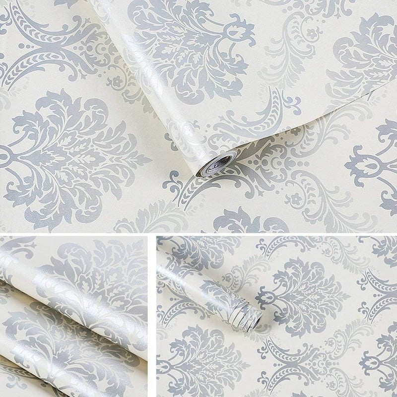 Lependor öntapadós damask tapéta, 0,45x10m, ezüst