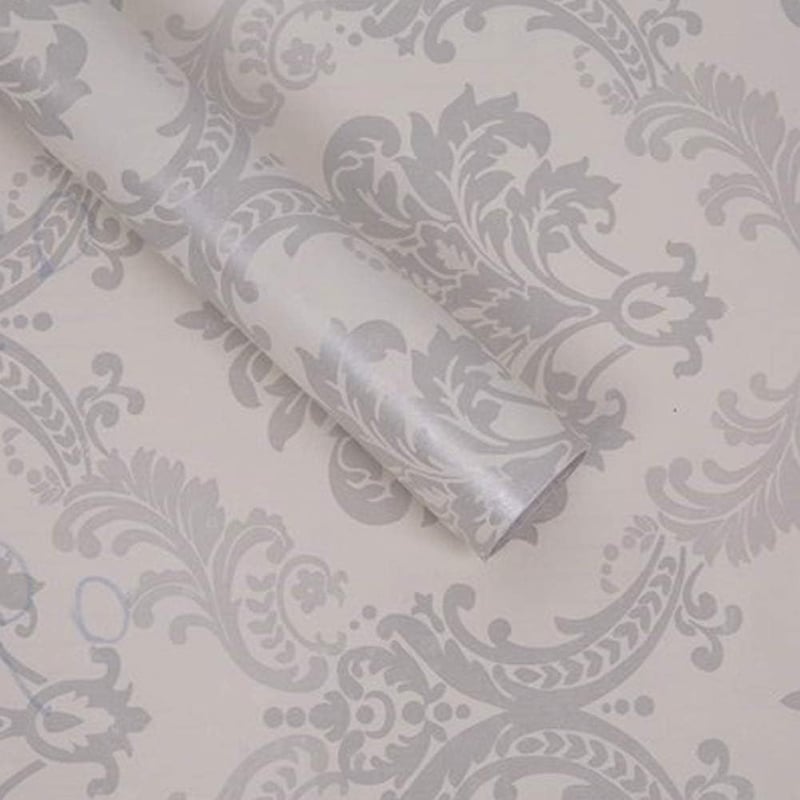 Lependor öntapadós damask tapéta, 0,45x10m, ezüst