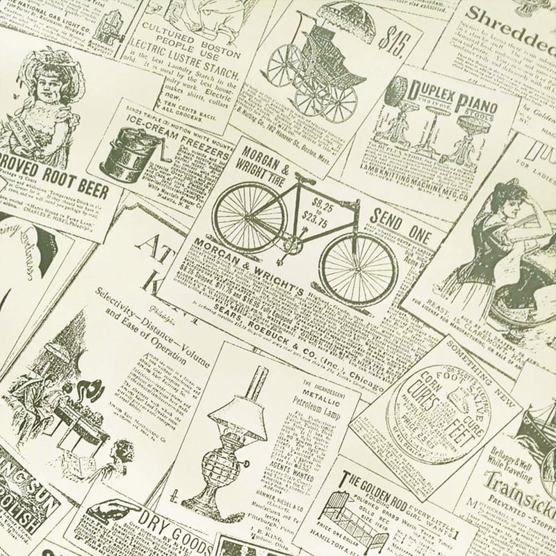 LEPENDOR Öntapadós Tapéta Vintage Újság Minta Retro Stílusú Faldekoráció 0,45x3m