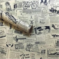 LEPENDOR Öntapadós Tapéta Vintage Újság Minta Retro Stílusú Faldekoráció 0,45x3m 1