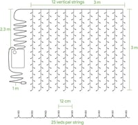 Lepro 3x3m LED függöny 300 meleg fehér lámpa 8 móddal USB távirányítóval 7