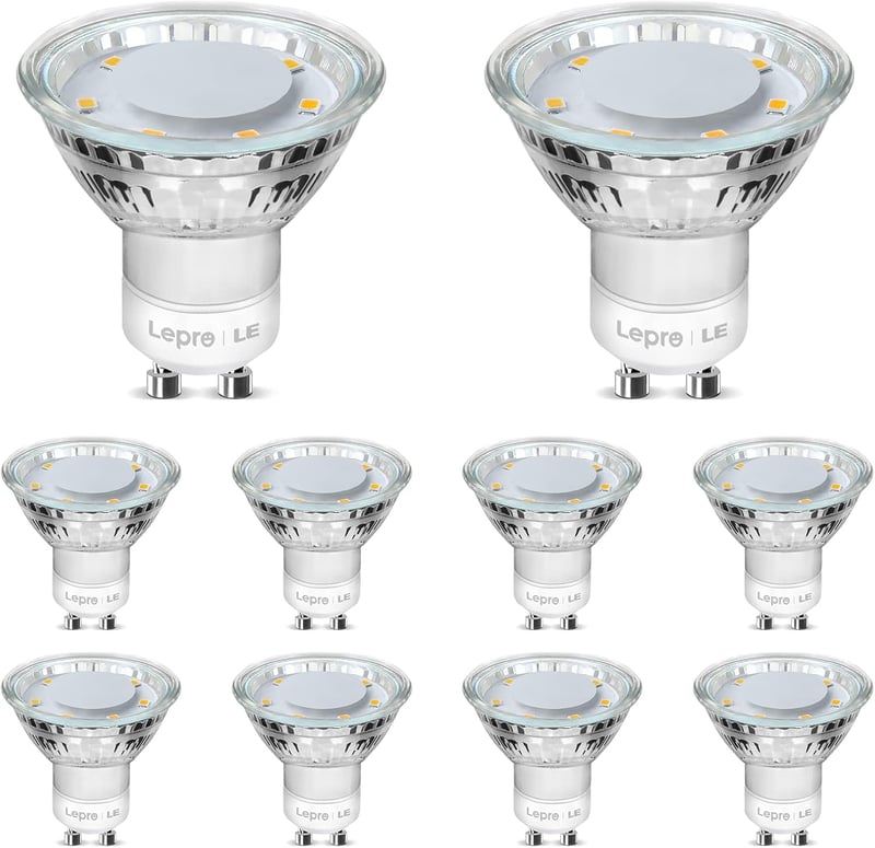 Lepro 4W MR16 GU10 LED izzó, 50W halogén helyettesítő, 3000K meleg fehér, 10db