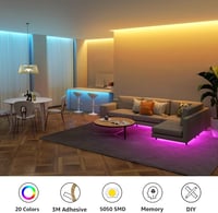 Lepro 5m RGB LED szalag szett, 5050 SMD színváltós LED csík, 12V, öntapadós, hajlékony világítás távirányítóval és tápegységgel 3