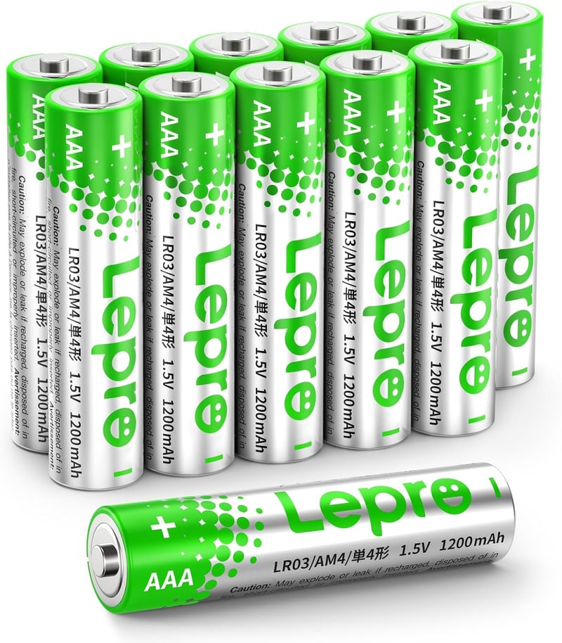 Lepro AAA alkáli elemek 12 db 1200 mAh 1,5 V LR03 MN2400 szivárgásgátló órák távirányító egér zseblámpa