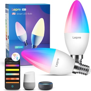Lepro AI pametna LED žarulja E14 4,9W RGB s promjenom boja, glasovno upravljanje Alexa Google, WiFi Bluetooth, toplo i hladno bijelo svjetlo